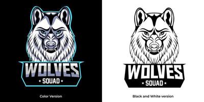 witte wolven mascotte esport logo ontwerp vector