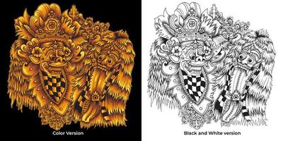 barong rangda illustratie. perfect voor merchandise, kleding, pin, enz. vector