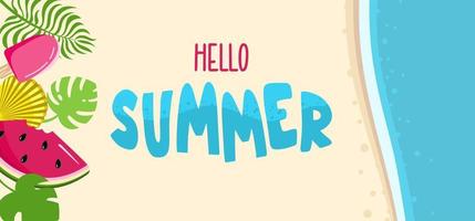 zomer achtergrond website header kleurrijke horizontale briefkaart banner vectorillustratie in vlakke stijl vector