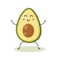 groen rijp vers vrolijk schattig avocado kawaii vector