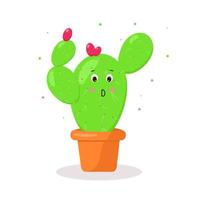 karakter cactus in een pot kawaii emoties vector