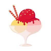 glazen vaas met bolletjes ijs. kan worden gebruikt voor poster-, print-, kaarten- en kledingdecoratie, voor voedselontwerp en ijssalon-logo vector