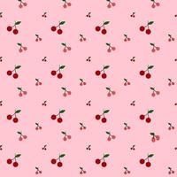 kersen op roze achtergrond, naadloos patroon voor decoratie. vector
