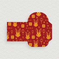 chinees nieuwjaar 2023 gelukkige rode envelop geldpakket voor het jaar van het konijn vector