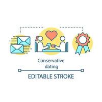 conservatieve dating concept icoon. vind liefde idee dunne lijn illustratie. traditionele koppels matchmaking. man en vrouw met date. live meeting.vector geïsoleerde overzichtstekening. bewerkbare streek vector