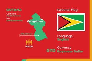 infographic kaart van Guyana vector