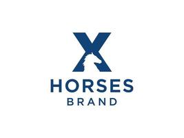 het logo-ontwerp met de beginletter x is gecombineerd met een modern en professioneel paardenhoofdsymbool vector