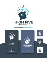 huis highfive logo ontwerp vector pictogram symbool