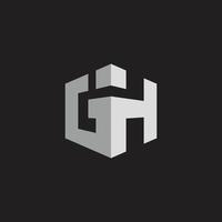 letter gh eenvoudig 3d schaduw geometrisch logo vector