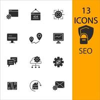 seo-pictogrammen instellen. seo pack symbool vectorelementen voor infographic web vector