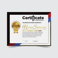 certificaat sjabloonontwerp. certificaat van prestatie met een gouden badge vector