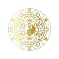 glanzende gouden mandala met yin yang teken geïsoleerd vector
