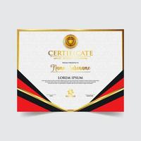 award sjablooncertificaat, gouden kleur en verloop. bevat een modern certificaat met een gouden badge vector