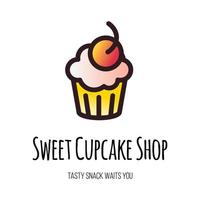 zoet cupcake winkel plat vector logo ontwerp