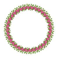 krans van roze klaver bloemen. rond frame, schattige heldere plant met klaverblaadjes. feestelijke decoraties voor bruiloft, vakantie, ansichtkaart, poster en design. platte vectorillustratie vector