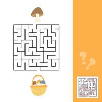 doolhofspel voor kinderen. grappig labyrint. onderwijs werkblad. champignons en mand vector