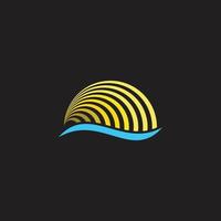 strepen gradiënt zon en oceaan golf symbool logo vector