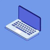 3D-laptop met blauwe achtergrond vector