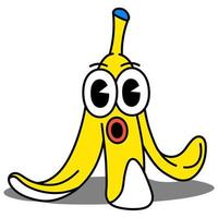 schattige banaan fruit karakter cartoon vectorillustratie met verbaasde uitdrukking vector