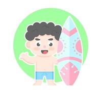 jongen met surfplank illustratie vector design