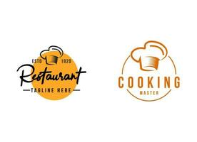 moderne chef-kok en koken restaurant logo ontwerpsjabloon vector