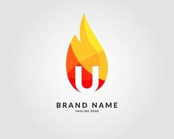 letter u modern vlam trendy helder logo-ontwerp voor creatief en energiek bedrijf vector