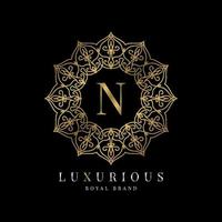 letter n luxe ronde alfabet logo sjabloon vector mandala voor premium merk, personal branding identiteit, boetiek, spa, bruiloft, jurk, visagist en cosmetica