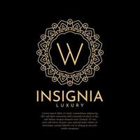 letter w luxe insigne cirkel decoratief kant vector logo ontwerp