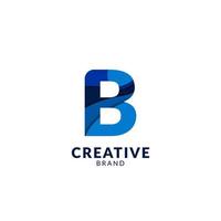 letter b alfabet logo in blauw papier gesneden stijl modern en trendy creatief ontwerp vector