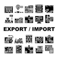 export en import transport pictogrammen instellen vector