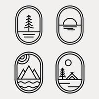 set van natuur avontuur badge logo lijn kunst illustratie ontwerp vector