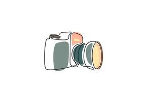 één lijntekening, camera-illustratie vector