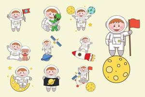 set van astronaut karakter illustratie