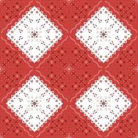 rood etnisch patroon met pixel en geometrisch naadloos vierkant voor stoffenpatroon vector