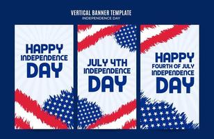 gelukkig 4 juli - onafhankelijkheidsdag usa webbanner voor sociale media verticale poster, banner, ruimtegebied en achtergrond vector