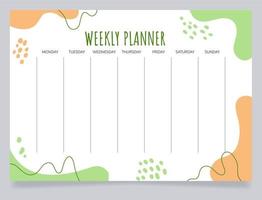 ontwerpsjabloon voor wekelijkse planner vector