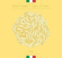 Italiaans eten penne pasta, schetsen van illustratie in de vintage stijl vector