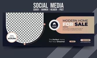 moderne huisverkoop sociale media dekking banner header post vector ontwerpsjabloon