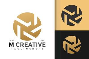 gouden letter m elegant logo vector ontwerpsjabloon