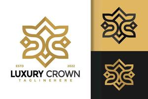 letter v luxe kroon logo vector ontwerpsjabloon
