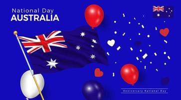 gelukkige nationale dag australië. banner, wenskaart, flyer ontwerp. poster sjabloonontwerp vector