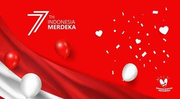 77 jaar, verjaardag onafhankelijkheidsdag republiek indonesië. illustratie banner sjabloonontwerp vector
