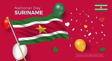 gelukkige nationale feestdag Suriname. banner, wenskaart, flyer ontwerp. poster sjabloonontwerp vector