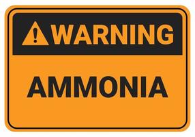 waarschuwing ammoniak. pas op voor de gevaren van ammoniak. veiligheid teken vectorillustratie. osha en ansi standaard teken. eps10 vector