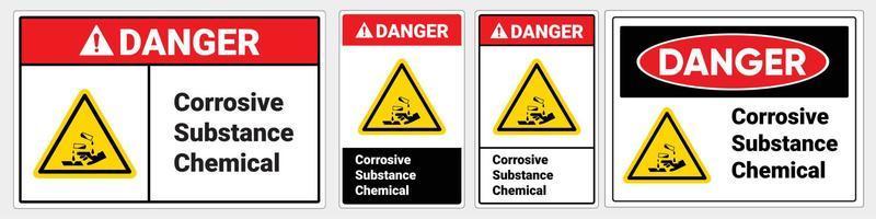 veiligheidsteken bijtende stof chemische stof. osha en ansi standaard. gevaar teken. vector
