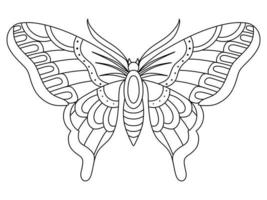 vector hand getekende vlinder. lijn kunst illustratie voor kleurboek.