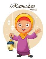 ramadan kareem. cartoon moslim meisje vector