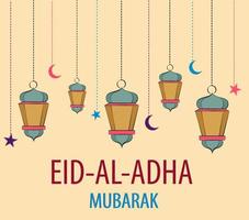 lantaarns voor vakantie. gekleurde vectorillustratie. eid al-adha mubarak. moslim traditioneel festival vector