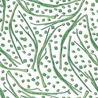 sjalot twijgen en stukjes groen vector naadloos patroon