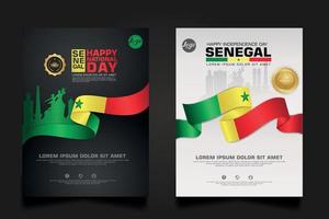 set poster promoties senegal gelukkige republiek dag achtergrond sjabloon. vector